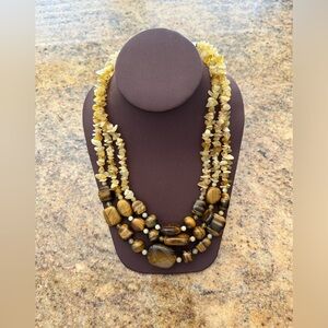 3 Strand Tigers Eye beaded Necklace